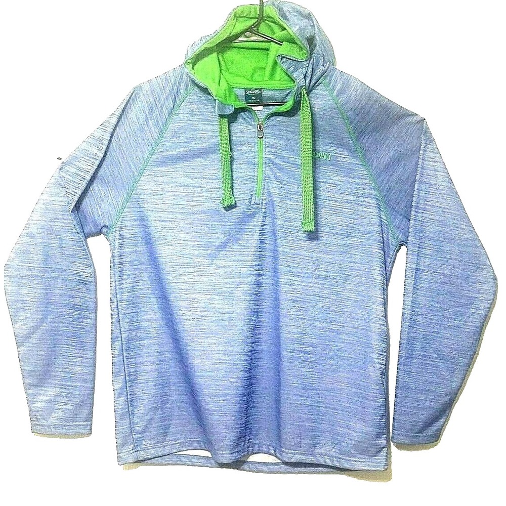Spalding Women's XL long sleeve hoodie 1/4 zip pull over workout jacket blue